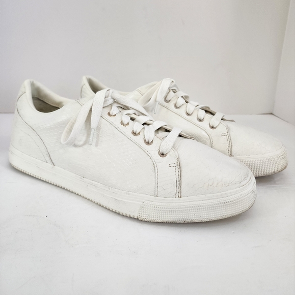 Zara Men's White Textured Lace Up Low Top Causal Sneakers Summer Shoes, sz 44 - Picture 6 of 12